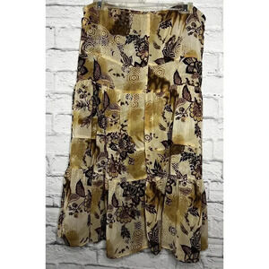 Versailles brown boho maxi skirt, size S.
